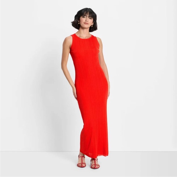 Elegant Sleeveless Women's Open Back Maxi Sweater Dress Future Collective Red XS - Picture 1 of 6